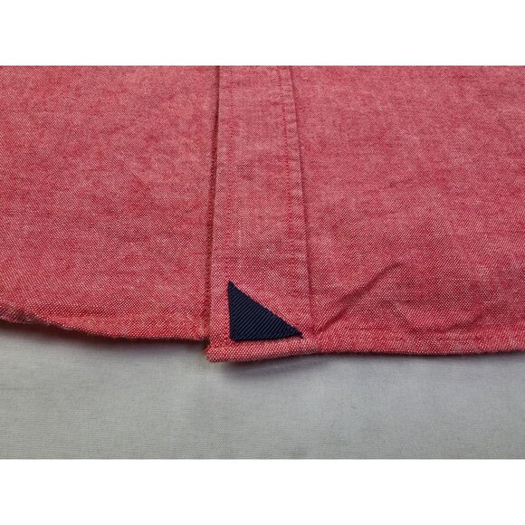 Untuckit Size Large Mens Red Cotton Long Sleeve Hem Logo Tag Pocket Shirt - Picture 7 of 10